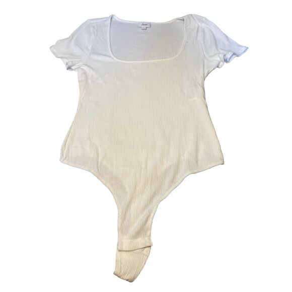 Jenni Square Neck Ribbed Bodysuit - White Angel - large - Picture 2 of 7